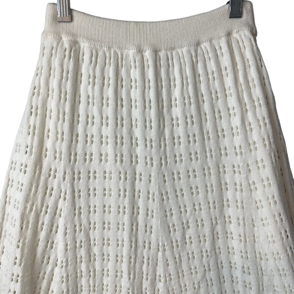 Anthropologie Meadow Rue Skirt Small Pull On Knee Length White EUC - Picture 3 of 6